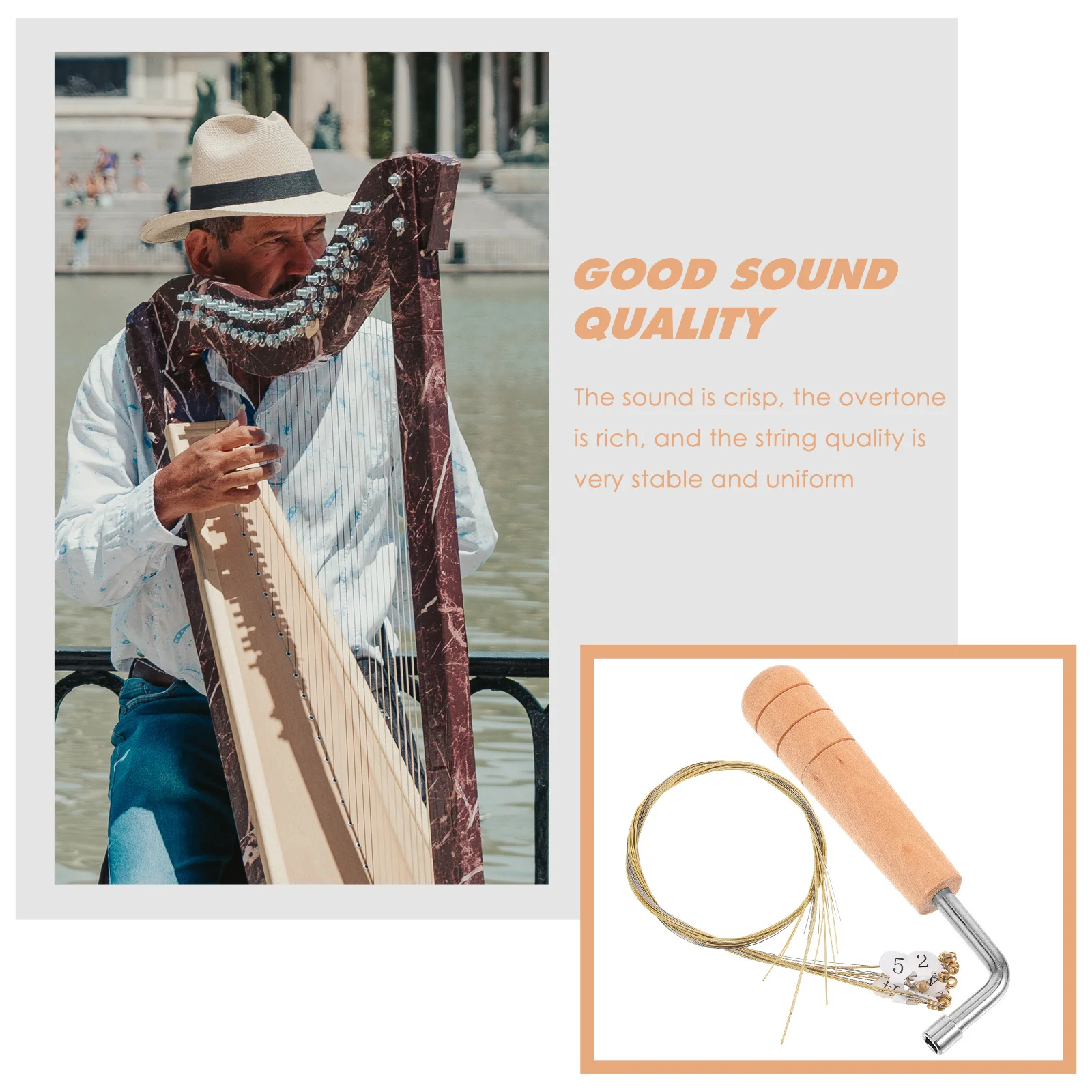 1 Set Metal Harp Strings Lyre String Replacement Kit Premium Instrument Strings Tuning Wrench For Classical Lyre Learners Parts
1 Set Metal Harp Strings Lyre String Replacement Kit Premium Instrument Strings Tuning Wrench For Classical Lyre Learners Parts