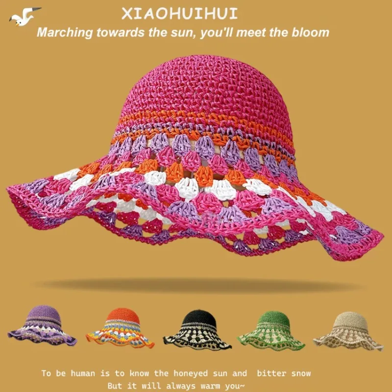 New Dopamine Contrast Straw Bucket Hats for Women Summer Travel Seaside Sun Protection Versatile Fashion Large-brimmed Sun Hat
New Dopamine Contrast Straw Bucket Hats for Women Summer Travel Seaside Sun Protection Versatile Fashion Large-brimmed Sun Hat