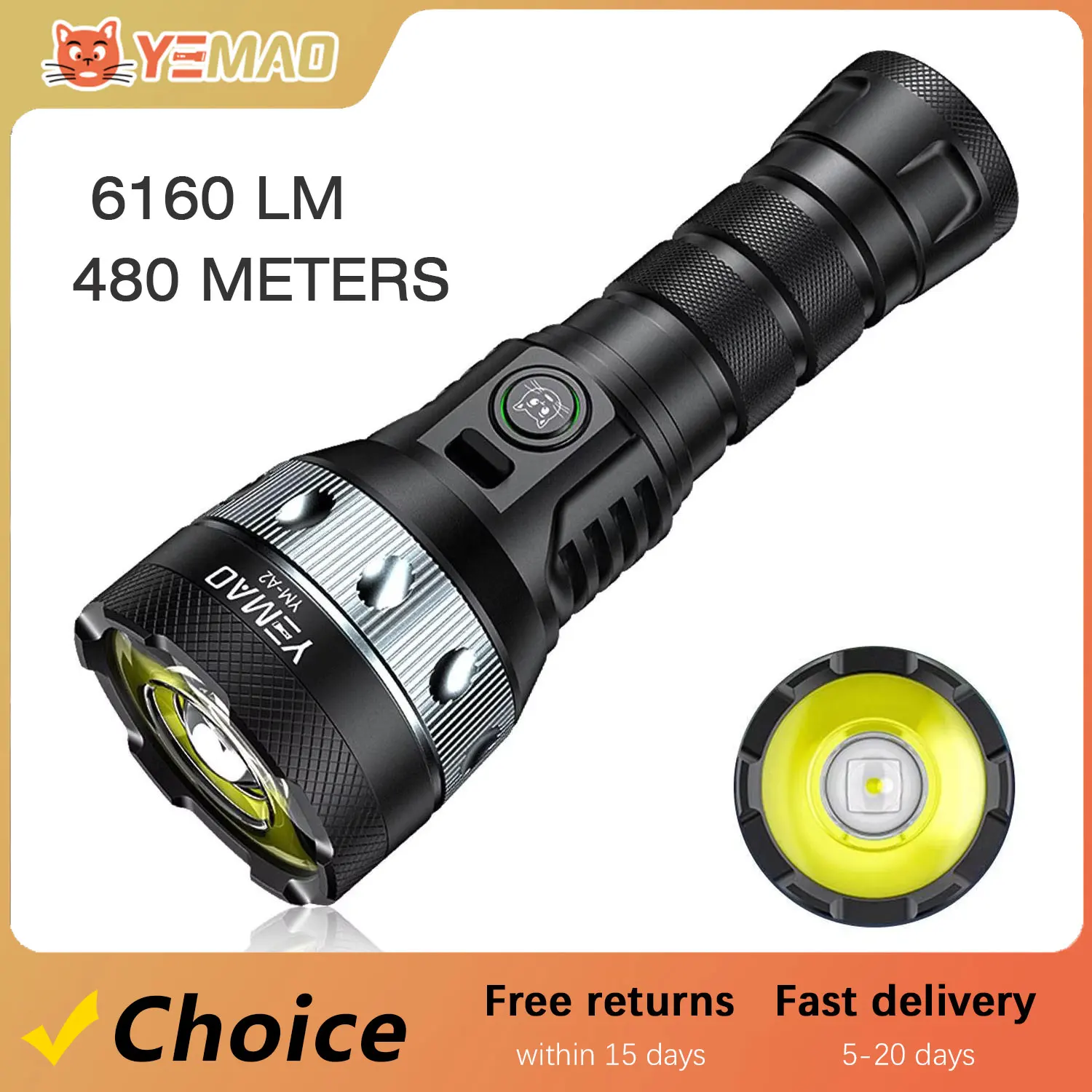 6160LM YEMAO A2C Портативный перезаряжаемый фонарик 21700 с литиевой батареей 14 режимов освещения 480 м Открытый поворотный фонарик с зумом IP54
6160LM YEMAO A2C Портативный перезаряжаемый фонарик 21700 с литиевой батареей 14 режимов освещения 480 м Открытый поворотный фонарик с зумом IP54
