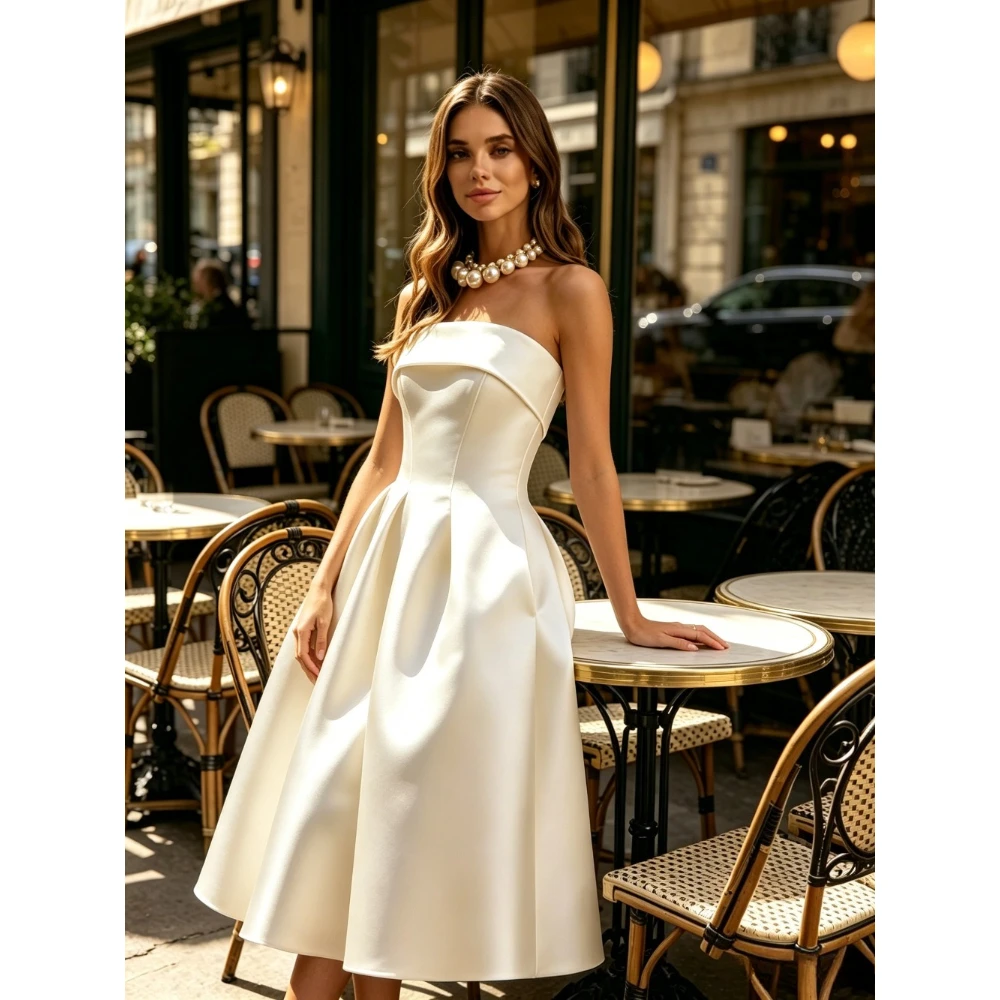 Customized Strapless Satin Strapless Strapless Wedding Dresses 2026 Simple Smooth Short A-line Bridal Gown Tight Corset Folding
Customized Strapless Satin Strapless Strapless Wedding Dresses 2026 Simple Smooth Short A-line Bridal Gown Tight Corset Folding