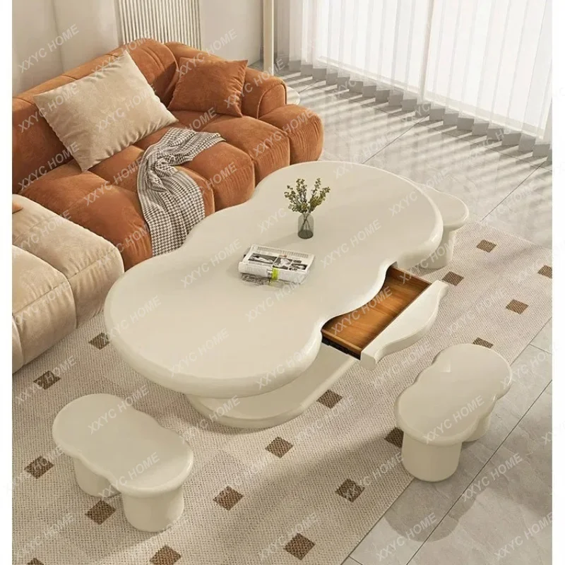 Cream Wind Liftable Dining Table Dual-purpose Integrated Living Room Creative Special-shaped Coffee Table
Cream Wind Liftable Dining Table Dual-purpose Integrated Living Room Creative Special-shaped Coffee Table