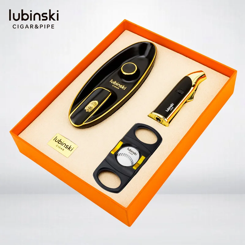 LUBINSKI Cigar Set Cigar Scissors, Metal Turbo Lighters, Ashtrays, Three Piece Set Cigar Tools, High End Men's Gift Set
LUBINSKI Cigar Set Cigar Scissors, Metal Turbo Lighters, Ashtrays, Three Piece Set Cigar Tools, High End Men's Gift Set