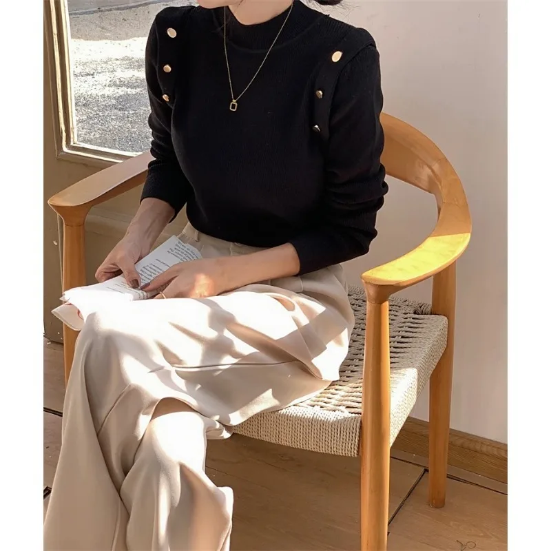 2025 Autumn LeisureButton Turtleneck Knitted Women Sweater Pullovers Autumn Winter Basic Sweaters Fit Soft Warm Women Tops
2025 Autumn LeisureButton Turtleneck Knitted Women Sweater Pullovers Autumn Winter Basic Sweaters Fit Soft Warm Women Tops