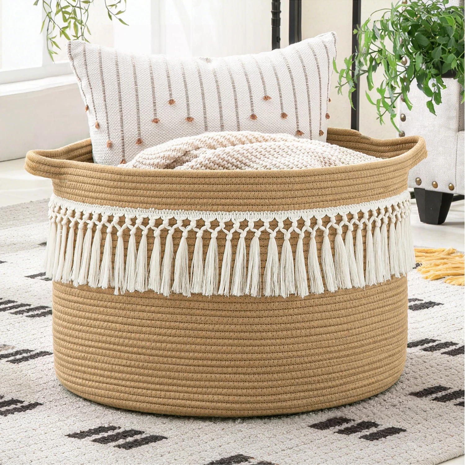Large Blanket Basket, Woven Baskets for storage Baby Laundry Hamper, Cotton Rope Toy Basket for Living Room, Laundry
Large Blanket Basket, Woven Baskets for storage Baby Laundry Hamper, Cotton Rope Toy Basket for Living Room, Laundry