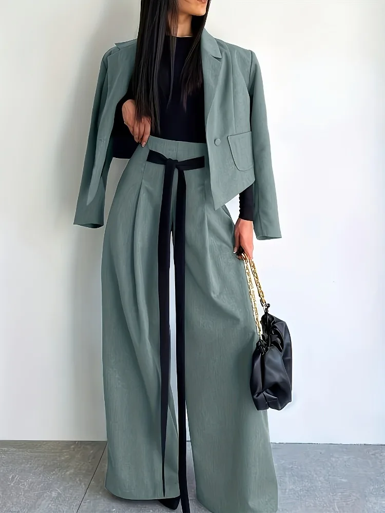 Retro Chic One Button ort Coat Loose Fit High Waist Wide Leg Pants Suit Vintage Sle Cotton Blend Faion Set for Women
Retro Chic One Button ort Coat Loose Fit High Waist Wide Leg Pants Suit Vintage Sle Cotton Blend Faion Set for Women