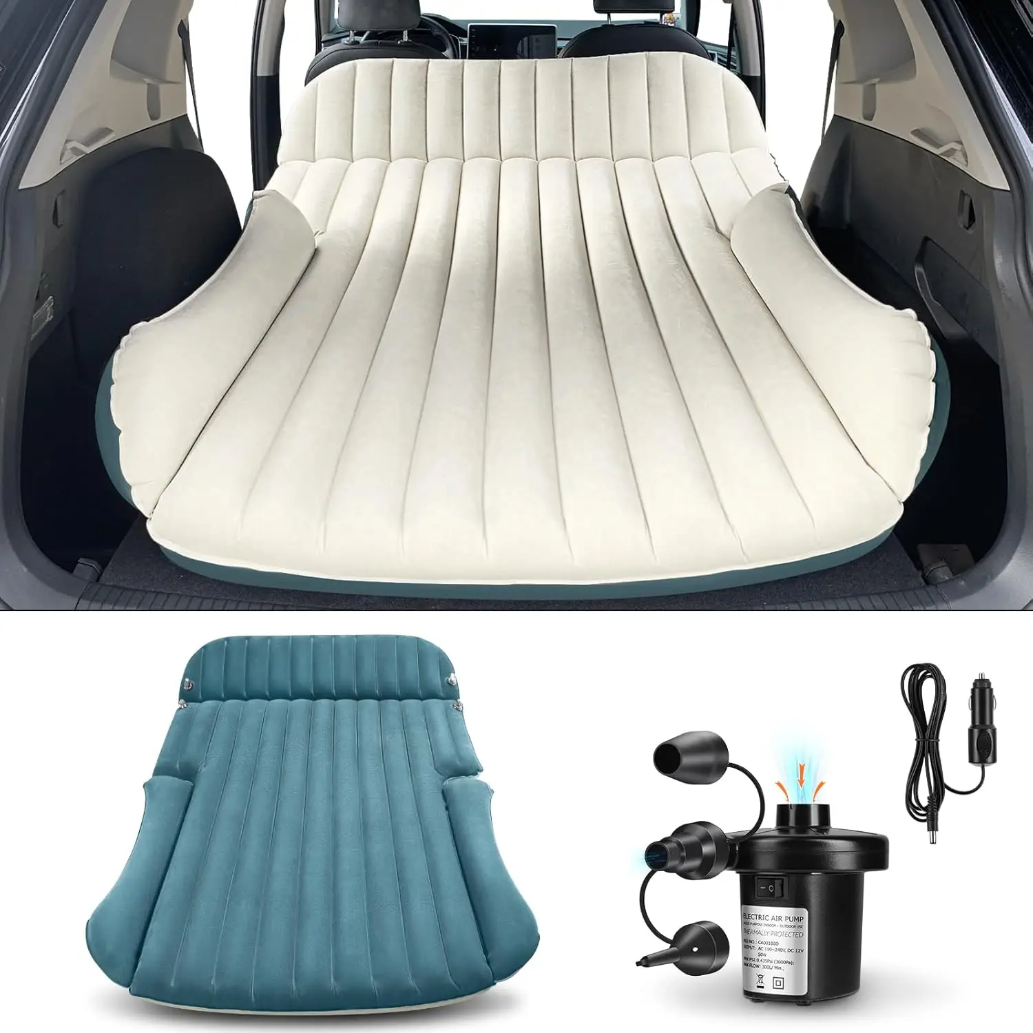 Double-Sided Flocked SUV Air Mattress with Pillow & Pump, Leakproof Durable for Auto Camping and Road Trips in Blue/White
Double-Sided Flocked SUV Air Mattress with Pillow & Pump, Leakproof Durable for Auto Camping and Road Trips in Blue/White