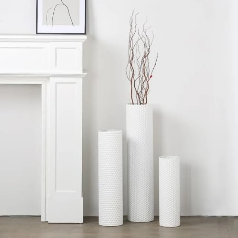Tall Floor Vases Set of 3 - White Metal Cylinder Vases for Living Room Corner Modern Honeycomb Texture Extra Large Standing Dec
Tall Floor Vases Set of 3 - White Metal Cylinder Vases for Living Room Corner Modern Honeycomb Texture Extra Large Standing Dec