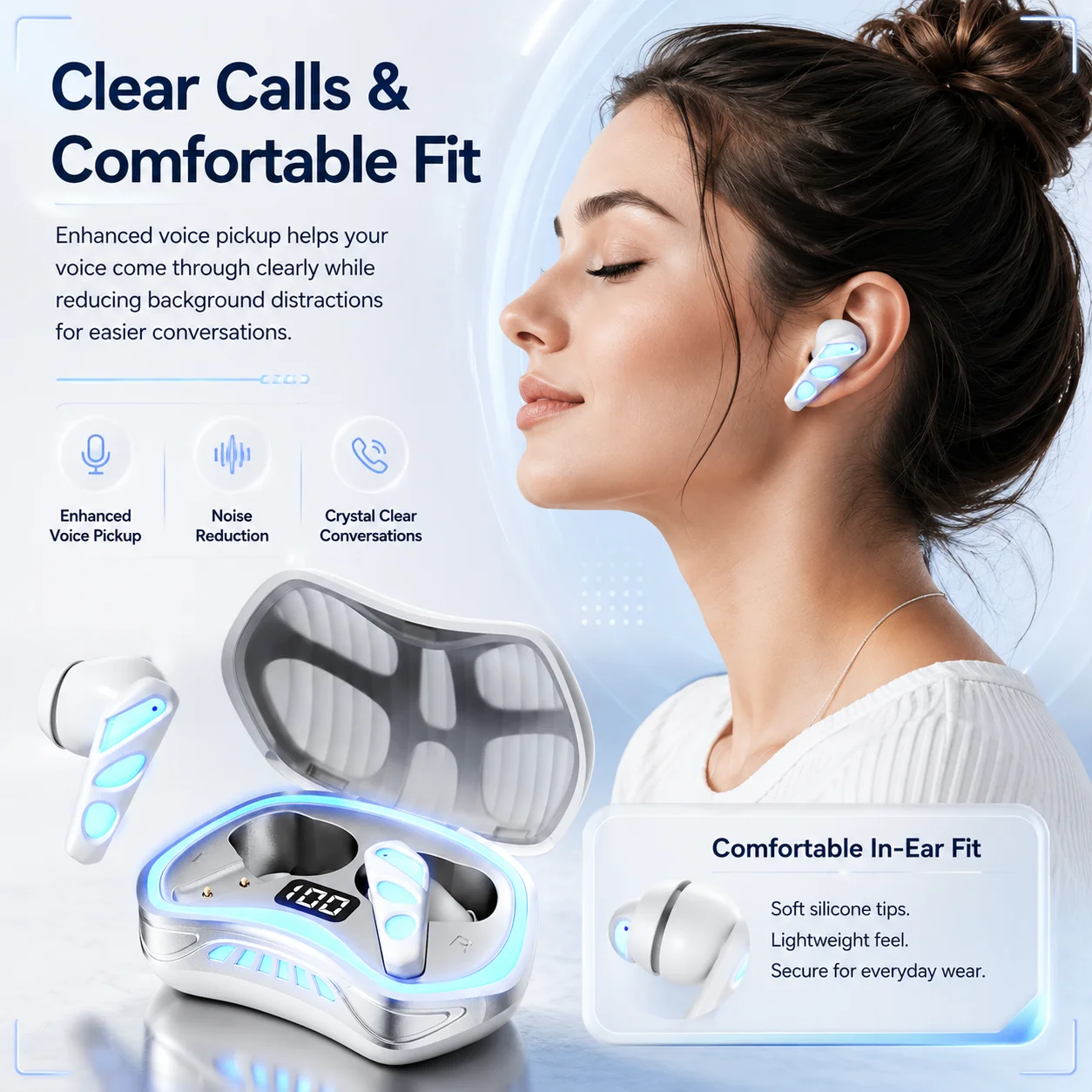 New TWS Wireless Earphones with Bluetooth 5.49 Gaming Headset Sport Earbuds with LED Display Earhooks and Built-in Mic for game
New TWS Wireless Earphones with Bluetooth 5.49 Gaming Headset Sport Earbuds with LED Display Earhooks and Built-in Mic for game