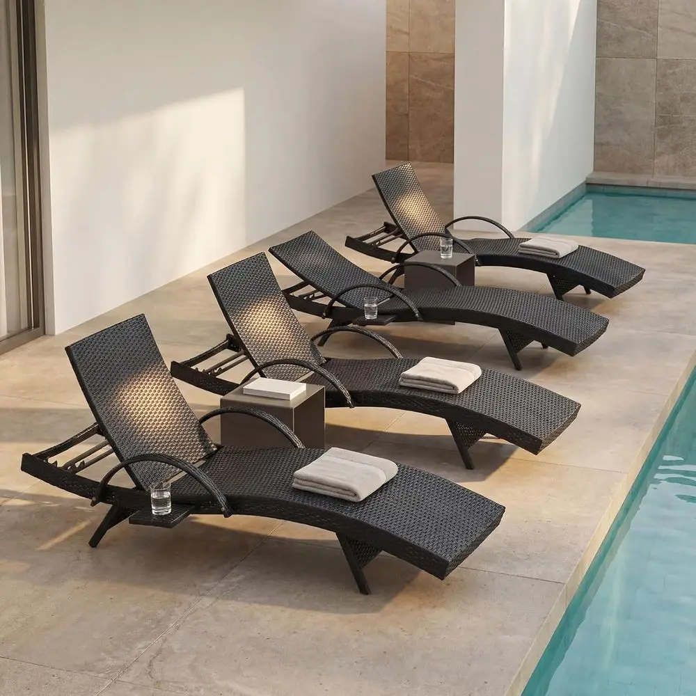 Set o 4 Black Chairs, Wicker Patio Lounge Chairs with Adjustable Backrest and Armrests, Durable PE Rattan Pool Chair or Patio, P
Set o 4 Black Chairs, Wicker Patio Lounge Chairs with Adjustable Backrest and Armrests, Durable PE Rattan Pool Chair or Patio, P