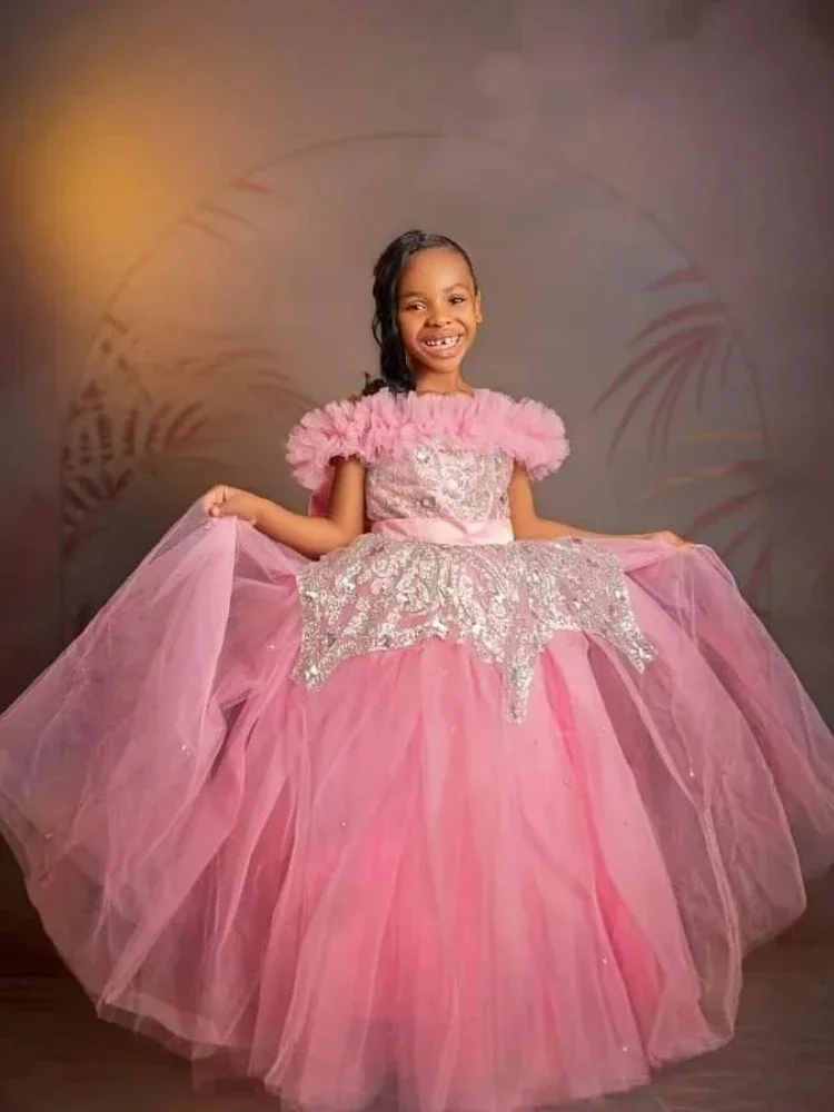 Customized Flower Girl Dress Elegant Pink Tulle Lace Princess Ball First Communion Gowns Kids Birthday Present Evening Dresses
Customized Flower Girl Dress Elegant Pink Tulle Lace Princess Ball First Communion Gowns Kids Birthday Present Evening Dresses
