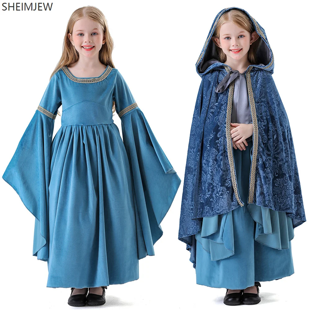 Halloween Children's Elf Cosplay Girl Elf Princess Dress Medieval Court Dress Performance Trumpet Sleeve Dress Cloak Suit 2025
Halloween Children's Elf Cosplay Girl Elf Princess Dress Medieval Court Dress Performance Trumpet Sleeve Dress Cloak Suit 2025