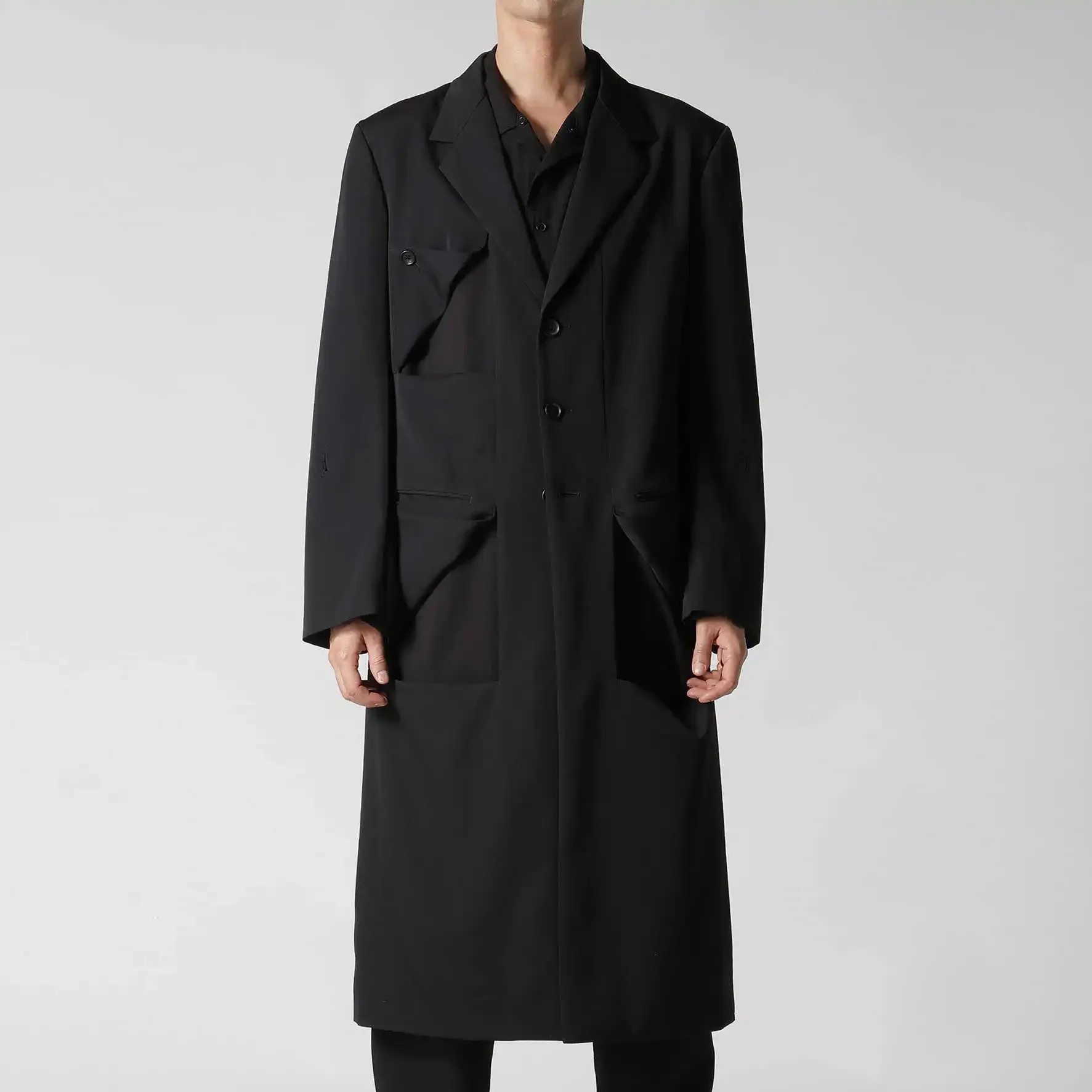 YOJI OOAK японский оригинальный шерстяной однобортный плащ с клапаном, куртка средней длины для мужчин
YOJI OOAK японский оригинальный шерстяной однобортный плащ с клапаном, куртка средней длины для мужчин