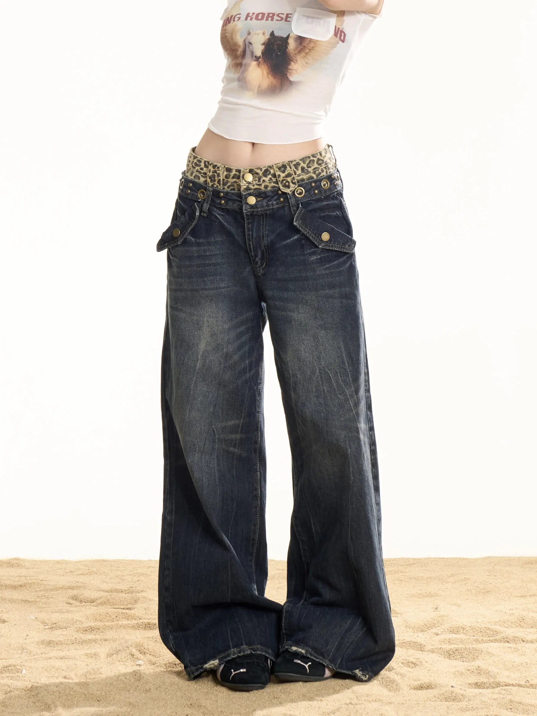 Onlpp American Retro Leopard Print Rivet Wide Leg Jeans Women's Summer New High Street Floor-Length Pants Double Waist Head
Onlpp American Retro Leopard Print Rivet Wide Leg Jeans Women's Summer New High Street Floor-Length Pants Double Waist Head