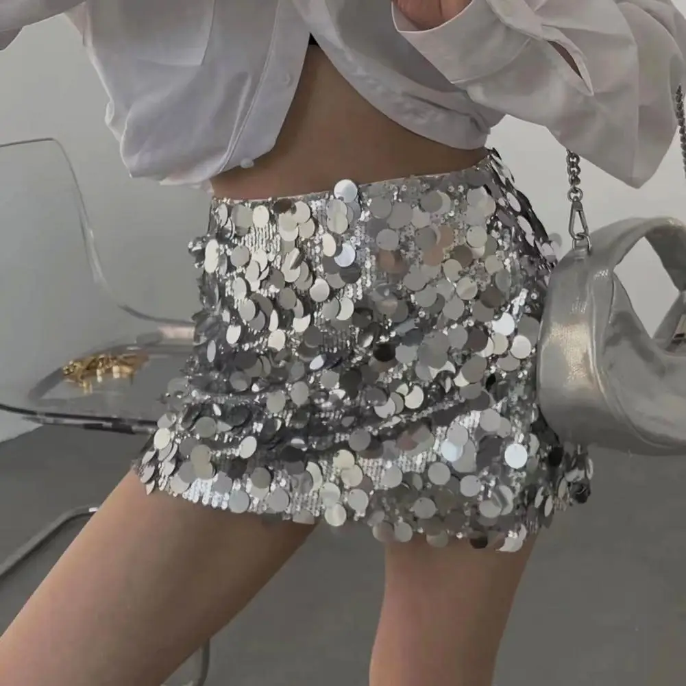 Women Sequin Skirt High Waist Slim Fit Sheath Soft Reflective Ultra Short Above Knee Firm Stitching Dance Mini Skirt
Women Sequin Skirt High Waist Slim Fit Sheath Soft Reflective Ultra Short Above Knee Firm Stitching Dance Mini Skirt