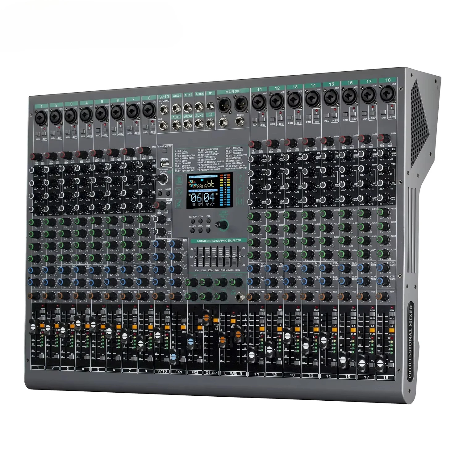 GAX-DM18 Best Price 18 Channel Professional Mixing Console Audio Mixer DJ Controller With 99DSP
GAX-DM18 Best Price 18 Channel Professional Mixing Console Audio Mixer DJ Controller With 99DSP