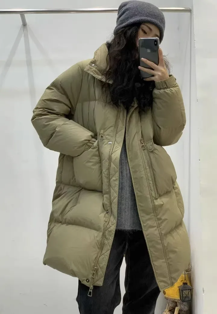 Корейский Sle Thiened Du down Jaet, женский свободный крой средней длины с воротником-стойкой, теплая верхняя одежда, модная и сли
Корейский Sle Thiened Du down Jaet, женский свободный крой средней длины с воротником-стойкой, теплая верхняя одежда, модная и сли