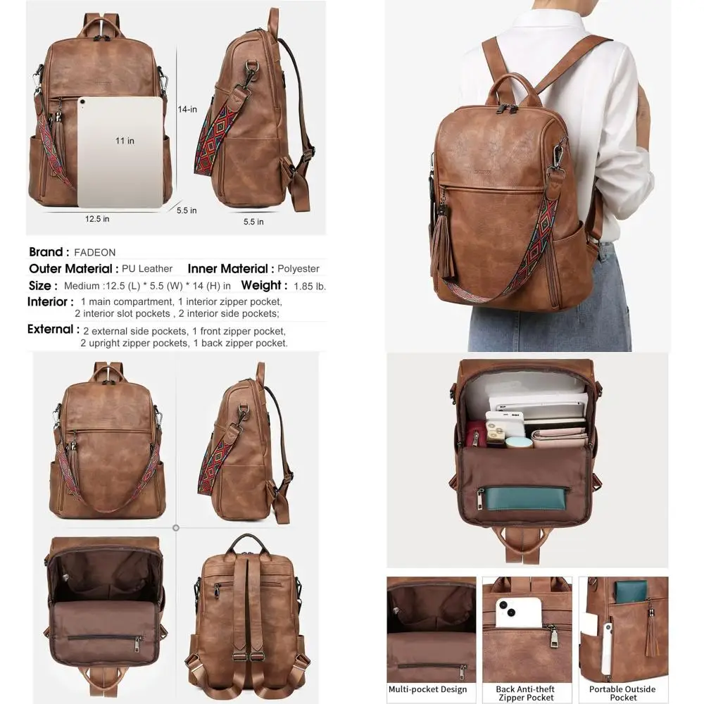 Стильный женский дизайнерский кожаный рюкзак ADEON с кисточкой для путешествий и повседневного использования
Стильный женский дизайнерский кожаный рюкзак ADEON с кисточкой для путешествий и повседневного использования