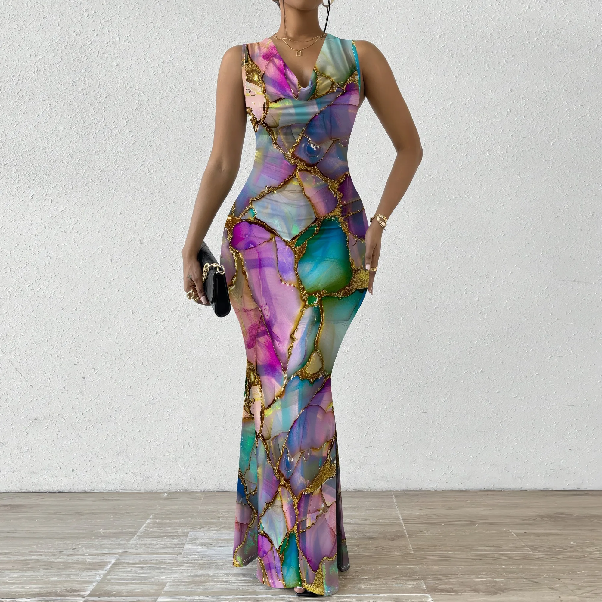 Colorful Marble Print Bodycon Maxi Dress XS-2XL - Bold Dress for Evening Parties, Galas, and Fashion-Forward Events
Colorful Marble Print Bodycon Maxi Dress XS-2XL - Bold Dress for Evening Parties, Galas, and Fashion-Forward Events