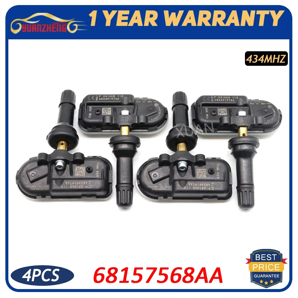 XUAN 4 шт. датчик давления в шинах TPMS 68157568AA для Ram 1500 2500 3500 Jeep Cherokee 434 МГц 2014-2018
XUAN 4 шт. датчик давления в шинах TPMS 68157568AA для Ram 1500 2500 3500 Jeep Cherokee 434 МГц 2014-2018