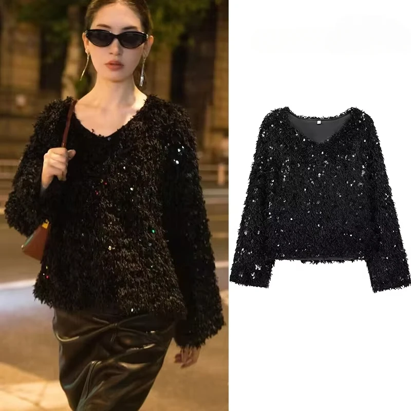 Women Sparkling Evening Sweater 2025 Oversized Boho Knit Feather & Sequins Detachable Sleeve Partywear
Women Sparkling Evening Sweater 2025 Oversized Boho Knit Feather & Sequins Detachable Sleeve Partywear