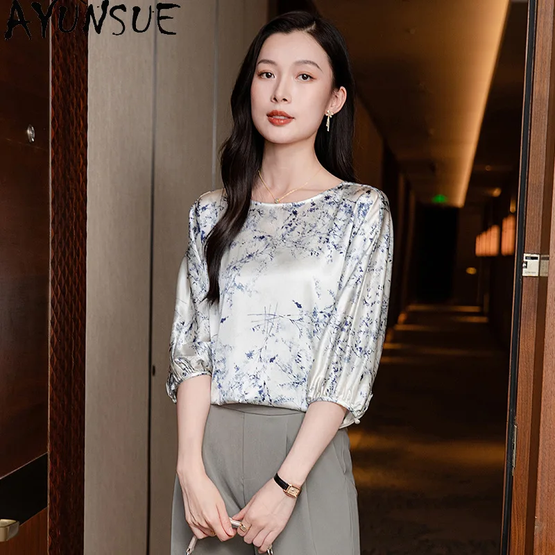 AYUNSUE 90% Silk Women's Blouses Elegant Floral Tops for Woman O-neck Commuting Blouse Summer Clothes Woman 2026 Женская Одежда
AYUNSUE 90% Silk Women's Blouses Elegant Floral Tops for Woman O-neck Commuting Blouse Summer Clothes Woman 2026 Женская Одежда