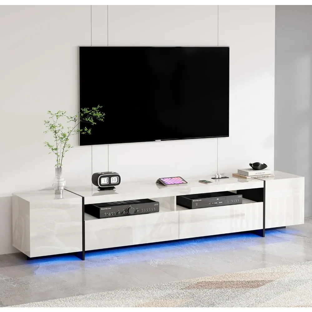 94.5" W TV Stand for Up to 100" TV, Modern Entertainment Center with LED Lights and Power Outlets, Media Console with Cabinet
94.5" W TV Stand for Up to 100" TV, Modern Entertainment Center with LED Lights and Power Outlets, Media Console with Cabinet
