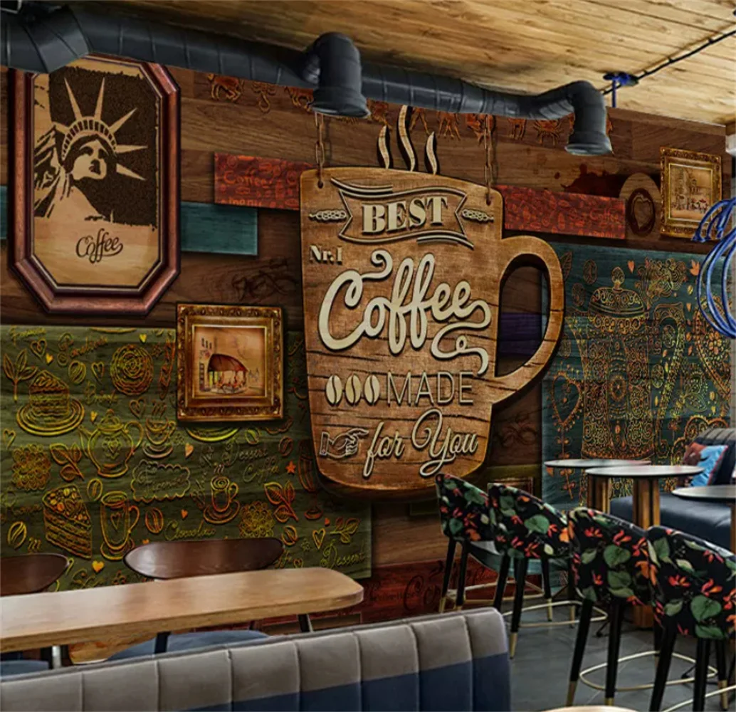 European retro personalized wallpaper coffee restaurant background wall creative wooden board pattern letter bar KTV mural
European retro personalized wallpaper coffee restaurant background wall creative wooden board pattern letter bar KTV mural