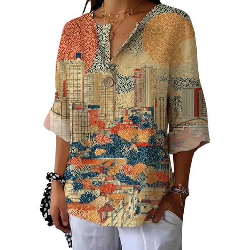Vintage V-neck women's shirts, summer short-sleeved tops, casual Harajuku striped prints, geometric pattern shirts, streetwear
Vintage V-neck women's shirts, summer short-sleeved tops, casual Harajuku striped prints, geometric pattern shirts, streetwear