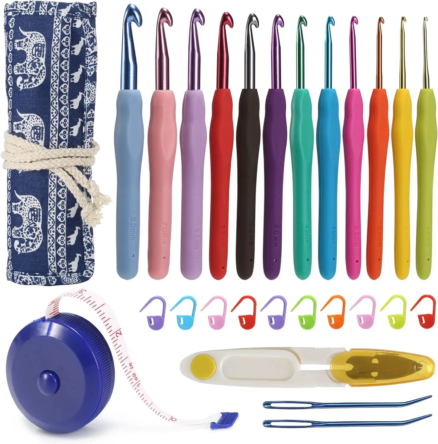 Crochet Hooks Set 12 Sizes, Smooth 2.0-8.0mm Ergonomic Soft Grip Needle Kit with Accessories and Case for Knitting
Crochet Hooks Set 12 Sizes, Smooth 2.0-8.0mm Ergonomic Soft Grip Needle Kit with Accessories and Case for Knitting