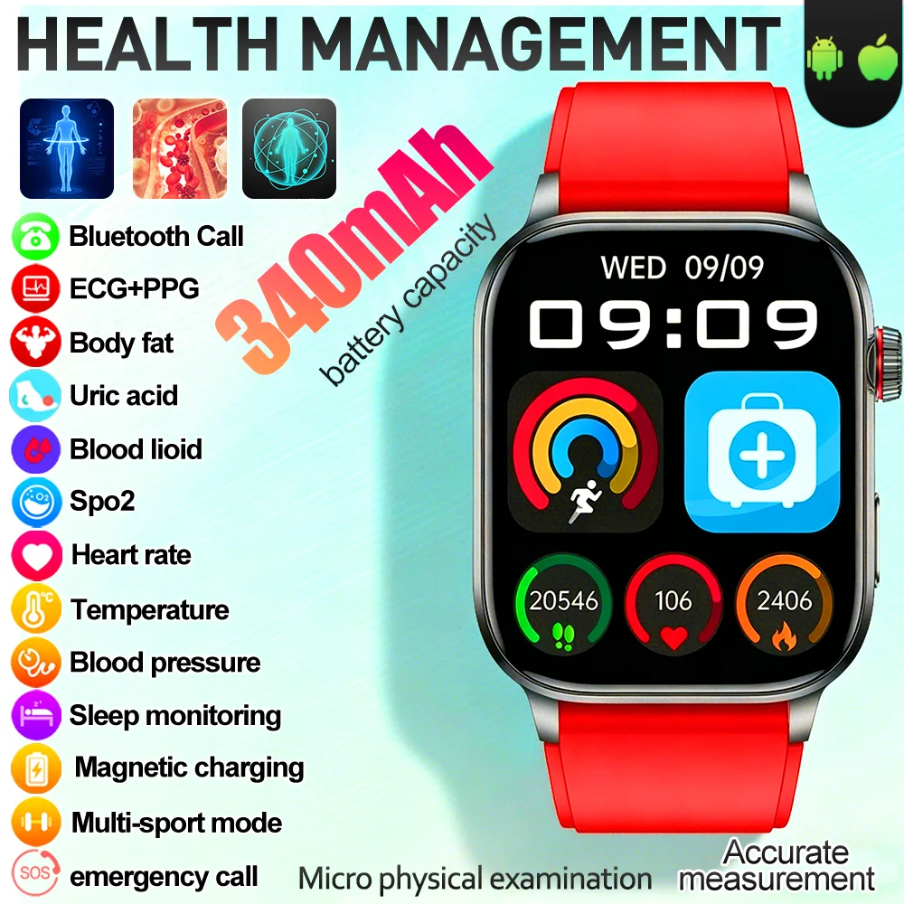 2.0 Inch Large Screen Smart Watch BT Call HRV ECG Health Monitor Body Temperature Blood Pressure Blood Oxygen Smart Watch 2026
2.0 Inch Large Screen Smart Watch BT Call HRV ECG Health Monitor Body Temperature Blood Pressure Blood Oxygen Smart Watch 2026