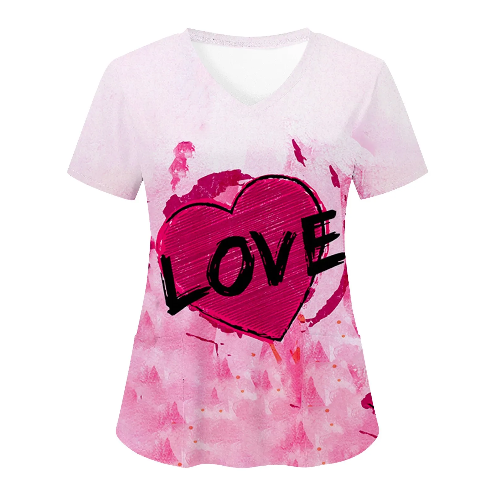 Nurse Uniforms Womens Valentine'S Day Love Print Short Sleeved Pocket Working Uniform Cartoon Workwear Working Nursing Uniforms
Nurse Uniforms Womens Valentine'S Day Love Print Short Sleeved Pocket Working Uniform Cartoon Workwear Working Nursing Uniforms