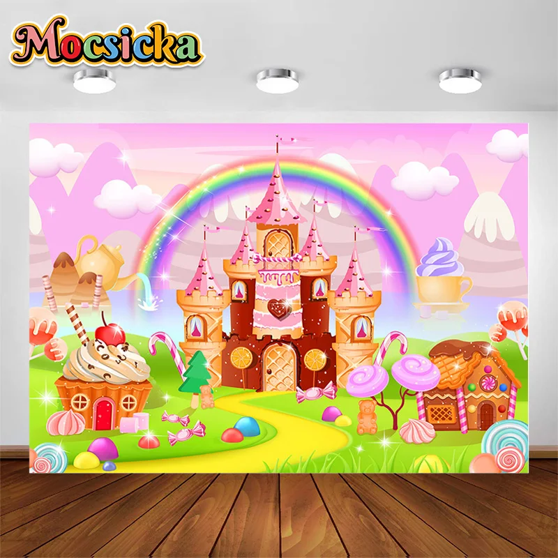 Pink Candy Castle Background For Children's Portrait Shooting Cartoon Rainbow Clouds Newborn 1st Birthday Photography Backdrop
Pink Candy Castle Background For Children's Portrait Shooting Cartoon Rainbow Clouds Newborn 1st Birthday Photography Backdrop