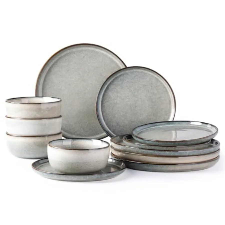 Ceramic Dinnerware Sets for 4 12 Pieces Stoneware Plates and Bowls Sets Reactive Glaze Dishes -Scratch Resistant DishwasherandM
Ceramic Dinnerware Sets for 4 12 Pieces Stoneware Plates and Bowls Sets Reactive Glaze Dishes -Scratch Resistant DishwasherandM