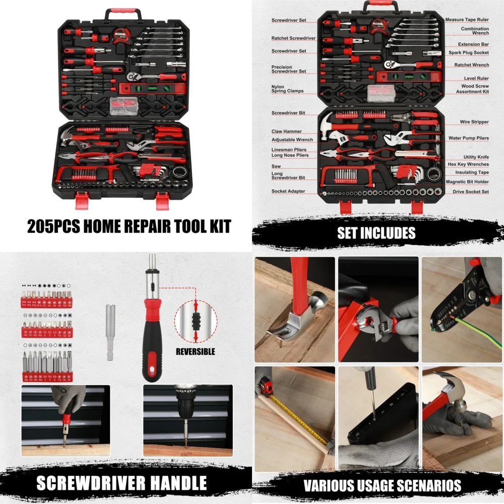 Наборы ручных инструментов. Набор инструментов для домашнего ремонта из 5 предметов с прочным пластиковым ящиком для инструментов для повседневной домашней установки.
Наборы ручных инструментов. Набор инструментов для домашнего ремонта из 5 предметов с прочным пластиковым ящиком для инструментов для повседневной домашней установки.