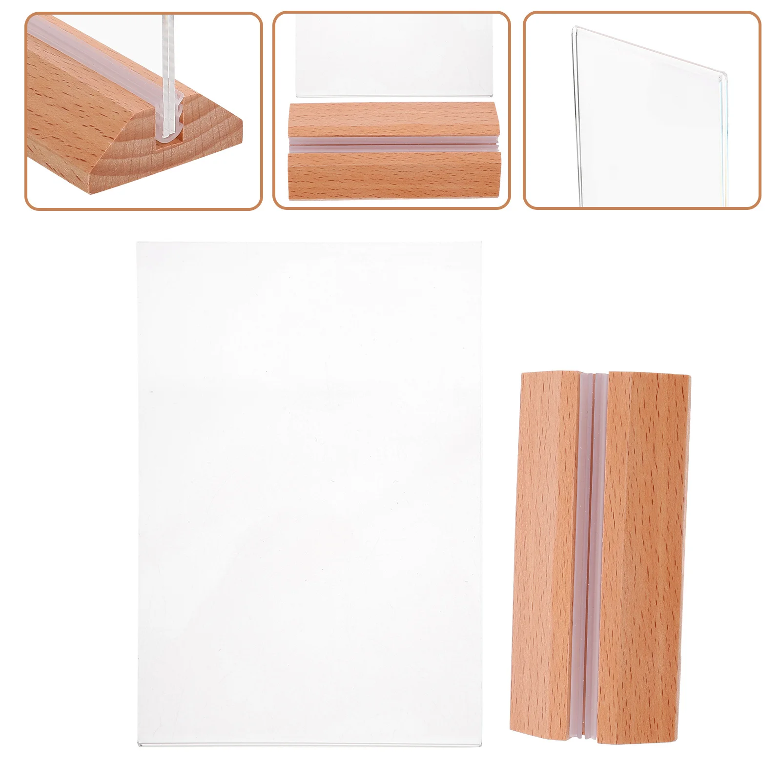 6Pcs Acrylic Display Stand Clear Double-Sided Poster Holder Desktop Sign Holder Wooden Base for Price Menu Display
6Pcs Acrylic Display Stand Clear Double-Sided Poster Holder Desktop Sign Holder Wooden Base for Price Menu Display