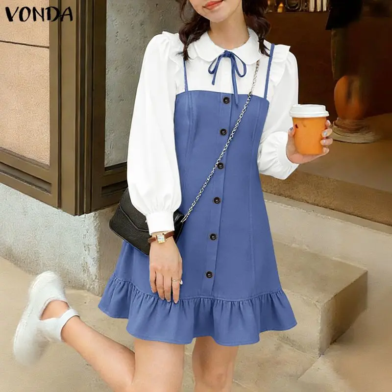 VONDA Sexy Mini Dresses Women Long Puff Sleeve Bandage Short Sundress 2026 Fashion Peter Pan Collar Patchwork Elegant Vestidos
VONDA Sexy Mini Dresses Women Long Puff Sleeve Bandage Short Sundress 2026 Fashion Peter Pan Collar Patchwork Elegant Vestidos