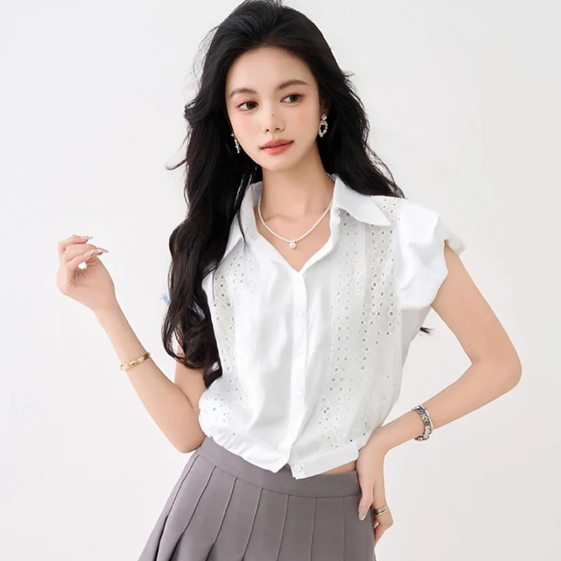 New 2025 Womens Fashion Hollow Embroidery Cotton Short Shirts Tops Vintage Elegant Turn Down Collar Casual Blouses Clothing
New 2025 Womens Fashion Hollow Embroidery Cotton Short Shirts Tops Vintage Elegant Turn Down Collar Casual Blouses Clothing