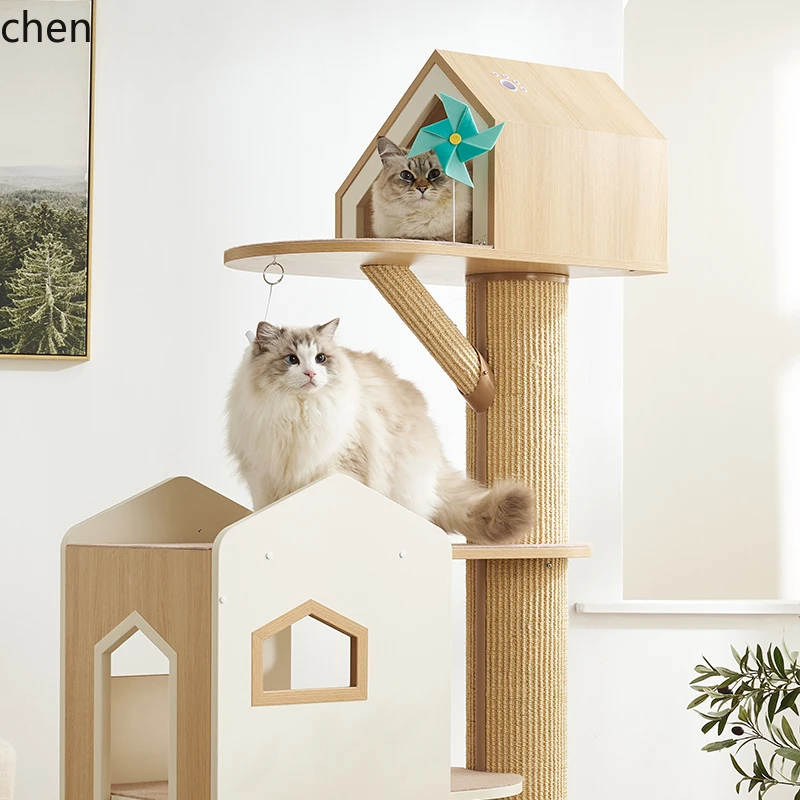 CP cat climbing frame sky city super castle color matching solid wood cat furniture
CP cat climbing frame sky city super castle color matching solid wood cat furniture