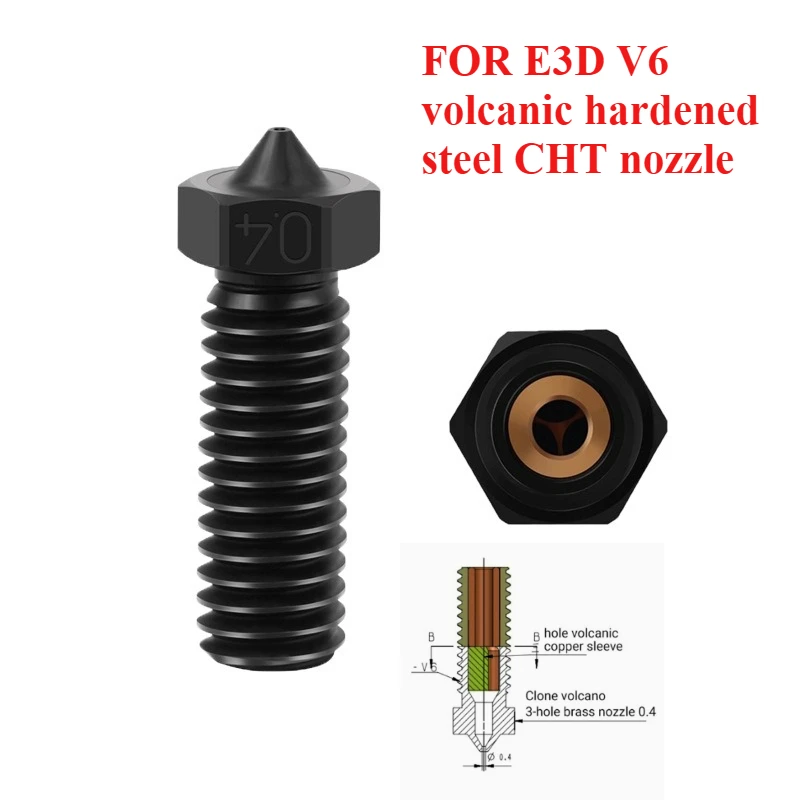 3D Printer Accessories FOR E3D V6 Volcanic Hardening Steel CHT Nozzle Three Hole Clone High Flow Nozzle Cross Border
3D Printer Accessories FOR E3D V6 Volcanic Hardening Steel CHT Nozzle Three Hole Clone High Flow Nozzle Cross Border