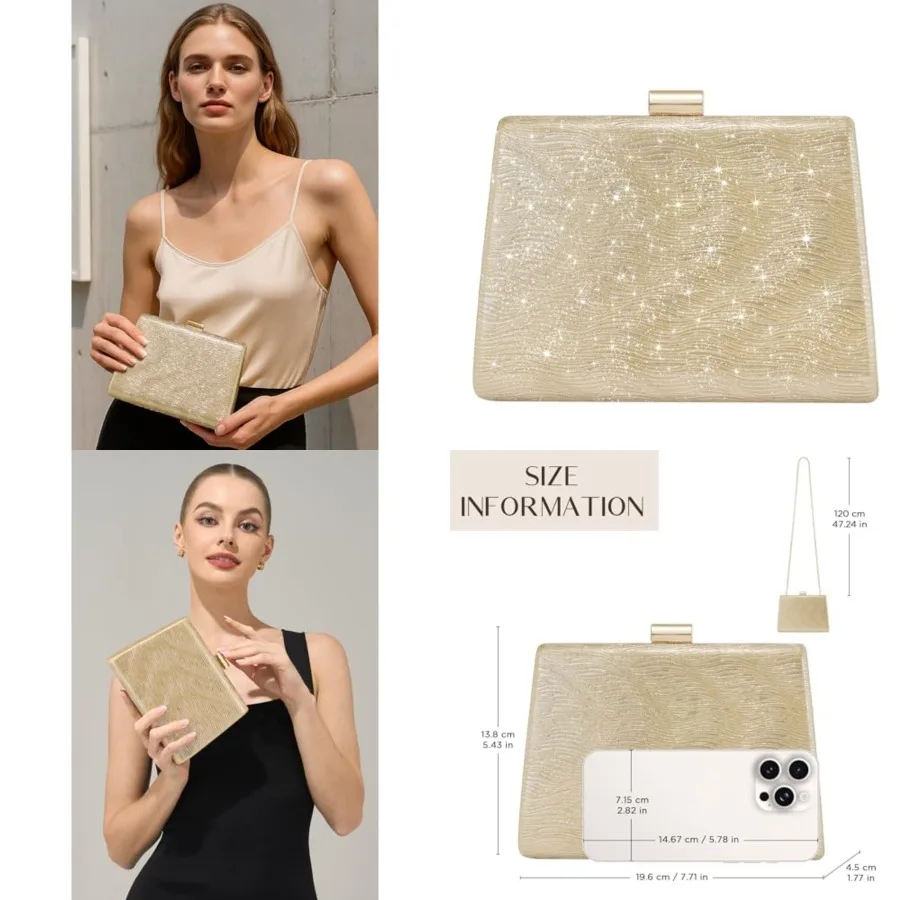 CHUNLI Clutch Purses for Women, Sparkly Evening Bag with Detachable Chain for Weddings, Proms, Formal and Parties
CHUNLI Clutch Purses for Women, Sparkly Evening Bag with Detachable Chain for Weddings, Proms, Formal and Parties