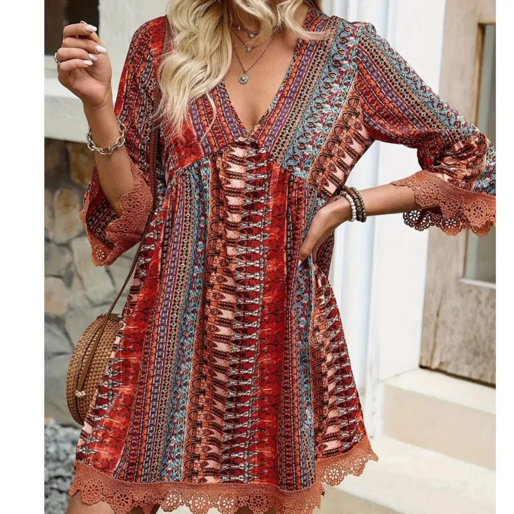 Женские мини-платья с ретро-принтом, сексуальные, с V-образным вырезом, кружевные, с рукавом три четверти, свободного кроя, повседневные, для офиса, для отпуска, пляжные, Vestidos
Женские мини-платья с ретро-принтом, сексуальные, с V-образным вырезом, кружевные, с рукавом три четверти, свободного кроя, повседневные, для офиса, для отпуска, пляжные, Vestidos