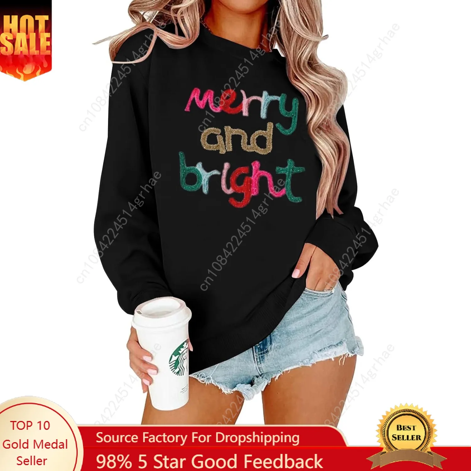MOUSYA Oversized Christmas Pullovers Women Merry Bright Colorful Letter Printed Sweatshirt Christmas Long Sleeve Sweatshirt
MOUSYA Oversized Christmas Pullovers Women Merry Bright Colorful Letter Printed Sweatshirt Christmas Long Sleeve Sweatshirt
