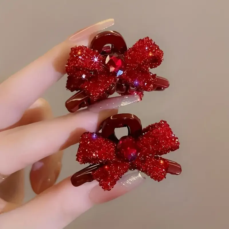 2 elegant red bow hair claws and rhinestone decorations, cute ladies and girls plastic hair clips
2 elegant red bow hair claws and rhinestone decorations, cute ladies and girls plastic hair clips
