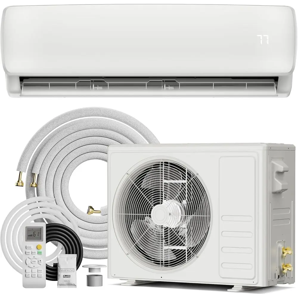 12000 Mini Split AC/Heating System,19 SEER2 110/120V Energy Eicient DuctlInverter System,Cools Up to 750 Sq.t with Pre-Charged C
12000 Mini Split AC/Heating System,19 SEER2 110/120V Energy Eicient DuctlInverter System,Cools Up to 750 Sq.t with Pre-Charged C