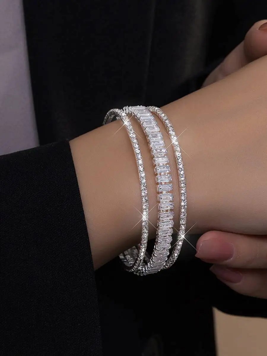 Elegant Multi-Layer Rhinestone Inlaid Open Cuff Bracelet for Women
Elegant Multi-Layer Rhinestone Inlaid Open Cuff Bracelet for Women