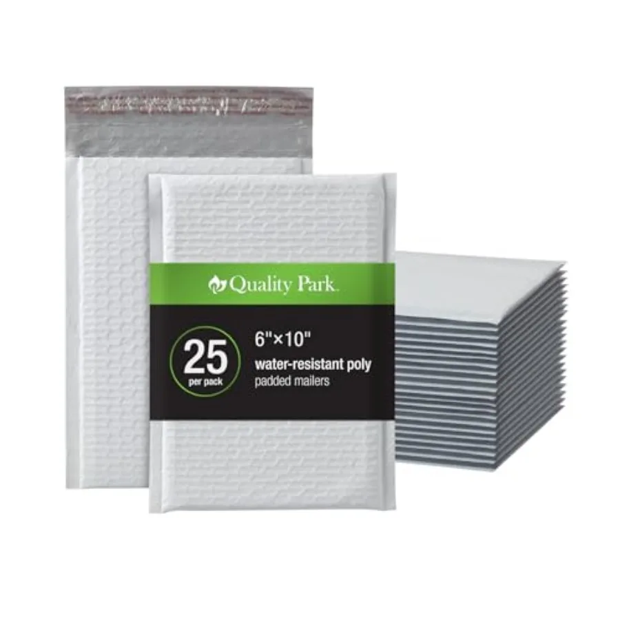 Quality Park Bubble Mailers, 6 x 9 Shipping Envelopes, Water Resistant White Poly Padded Mailers, Redi-Strip Peel Off Closure,
Quality Park Bubble Mailers, 6 x 9 Shipping Envelopes, Water Resistant White Poly Padded Mailers, Redi-Strip Peel Off Closure,