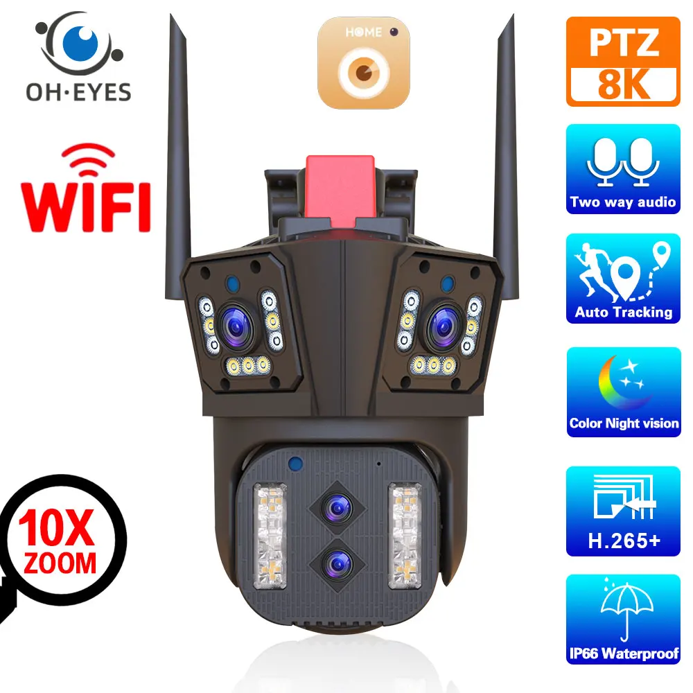 4K 16MP HD Wifi CCTV PTZ IP Security Camera Outdoor Four Lens Dual Screen 10X Zoom Auto Tracking Panoramic Surveillance Camera
4K 16MP HD Wifi CCTV PTZ IP Security Camera Outdoor Four Lens Dual Screen 10X Zoom Auto Tracking Panoramic Surveillance Camera