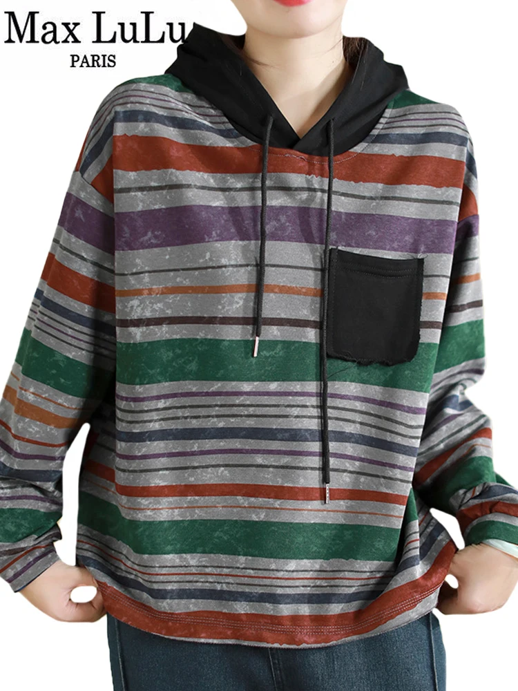Max LuLu 2023 Autumn Casual Clothes Womens Fashion Loose Striped Hooded Hoodies Korean Ladies Classic Luxury Cotton Sweatshirts
Max LuLu 2023 Autumn Casual Clothes Womens Fashion Loose Striped Hooded Hoodies Korean Ladies Classic Luxury Cotton Sweatshirts