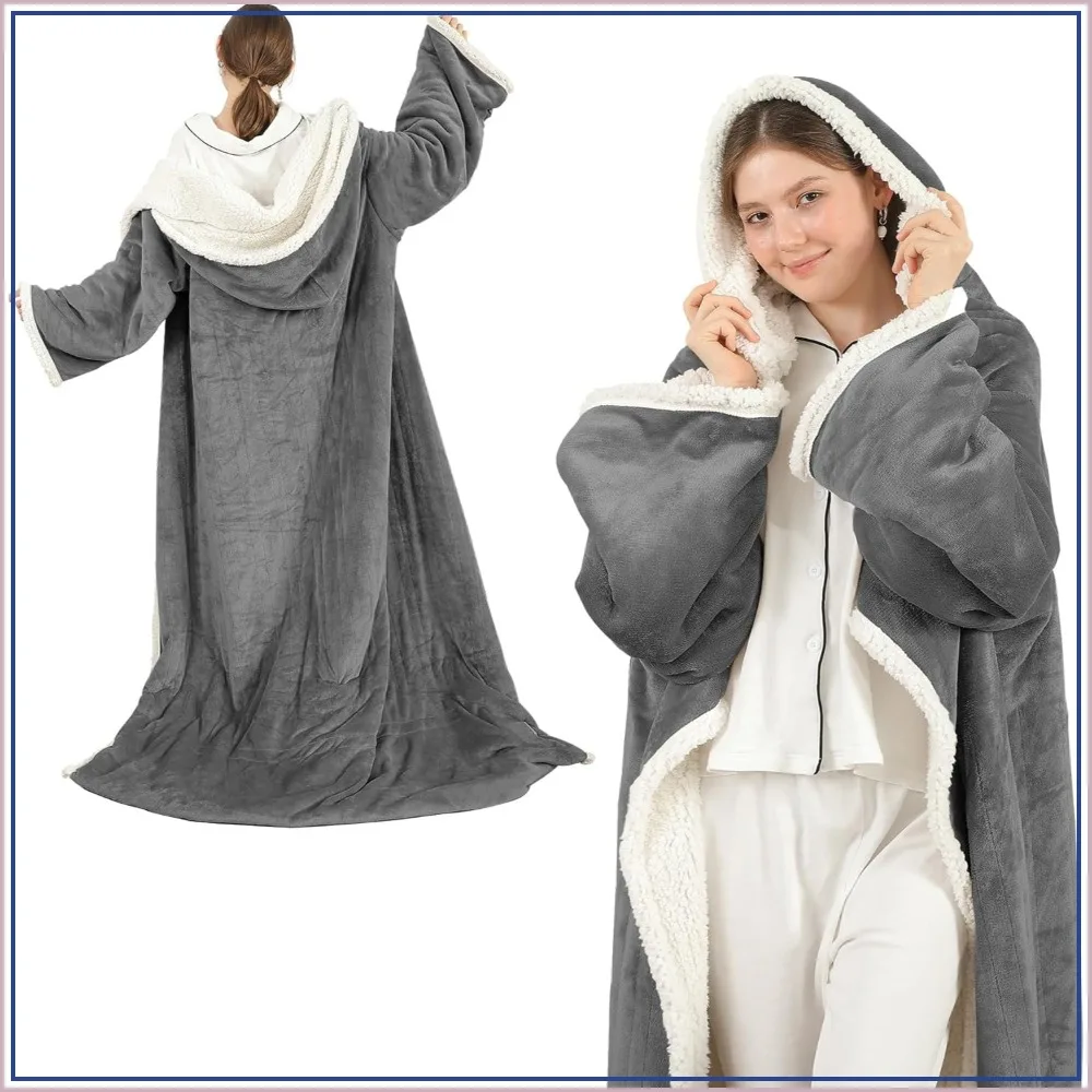 Wearable Heated Blanket with Foot Pocket & Hood, Electric Snuggle Blankets with Sleeves, 6 Heating Levels & 1-4H Auto Shut-Off, Machine Washable, 50x70+16"
Wearable Heated Blanket with Foot Pocket & Hood, Electric Snuggle Blankets with Sleeves, 6 Heating Levels & 1-4H Auto Shut-Off, Machine Washable, 50x70+16"