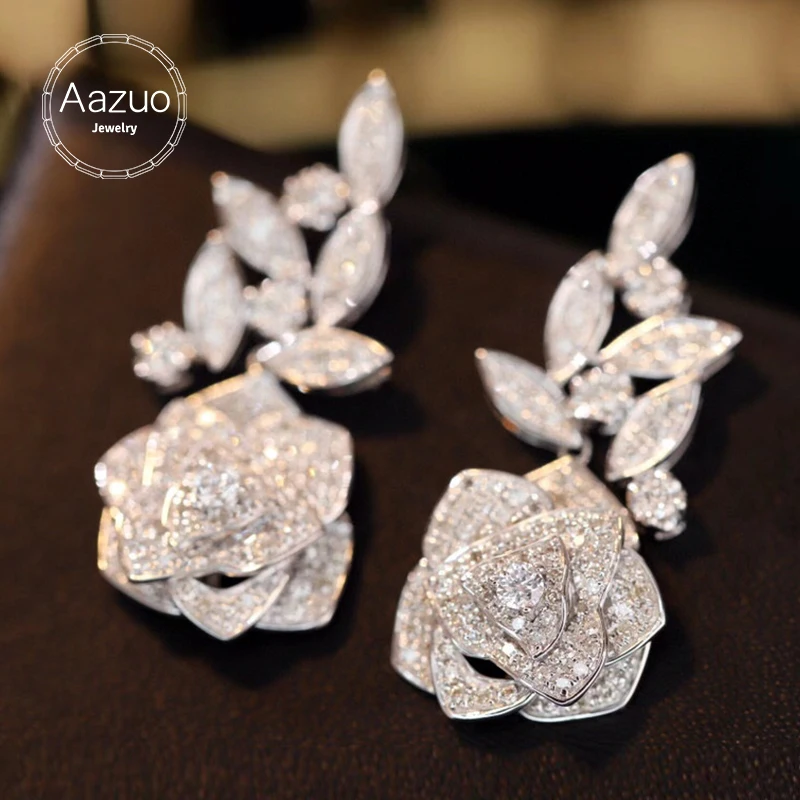 Aazuo 18K Orignal White Gold Real Natrual Diamonds 1.05ct Fairy Fashion Rose Flower Stud Earring gifted For Women Wedding Party
Aazuo 18K Orignal White Gold Real Natrual Diamonds 1.05ct Fairy Fashion Rose Flower Stud Earring gifted For Women Wedding Party